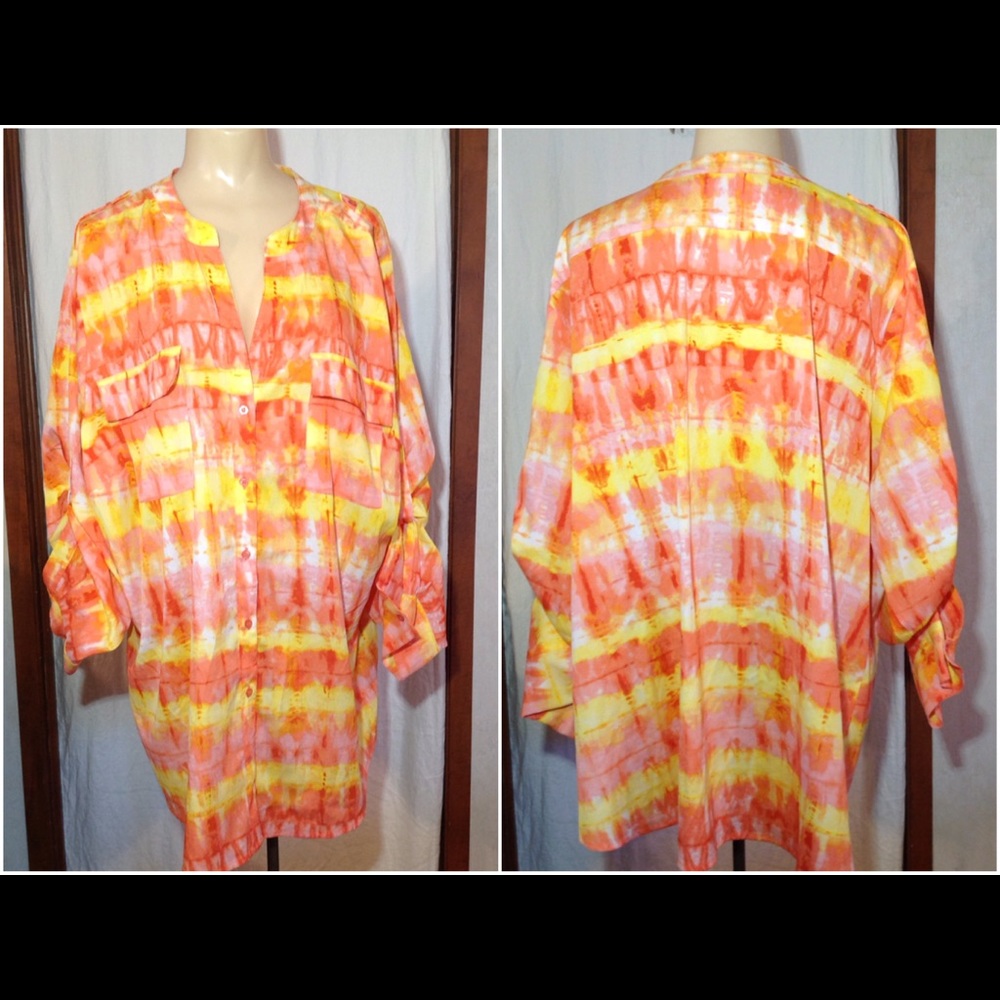 Womens Sz 2X Calvin Klein Button Down Blouse Shirt